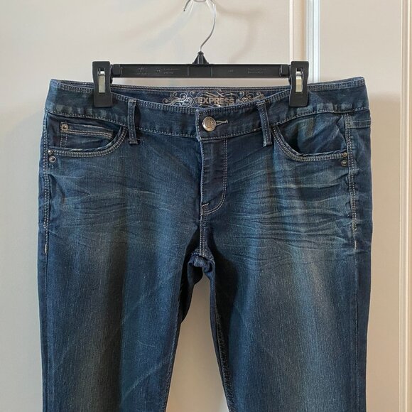 Express Blue Stella Regular Fit Low Rise Jeans Size 10 - Picture 3 of 10